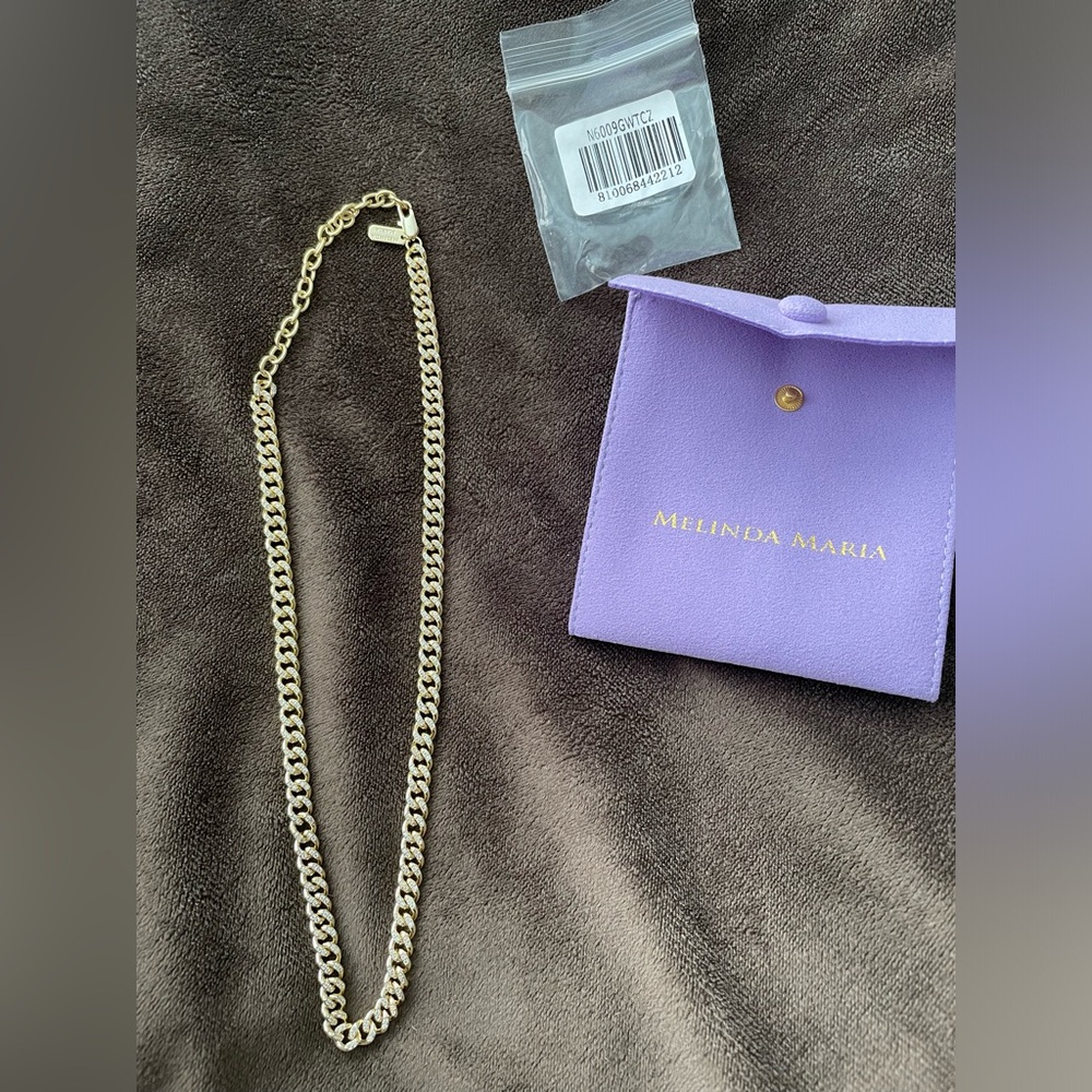 Melinda Maria Cassie Pave Cuban necklace nwt